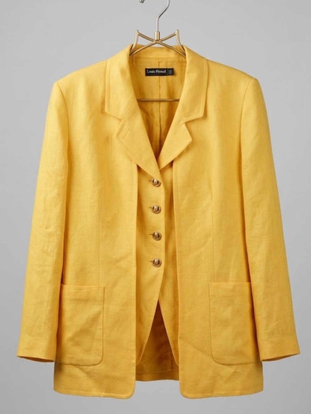 Louis Feraud Yellow Vintage Tailored Vest Blazer Set Size 10